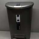 simplehuman 50 Liter / 13 Gallon Semi-Round Kitchen Step Trash Can with Secure Slide Lock, Grey Plastic