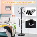 Snaikor Metal Coat Rack Freestanding, Sturdy Coat Rack Stand with Natural Marble Base, Modern Black Coat Racks Tree Hats Hanger Holder Stand for Entryway, Hallway, Office(12 Hooks), Black