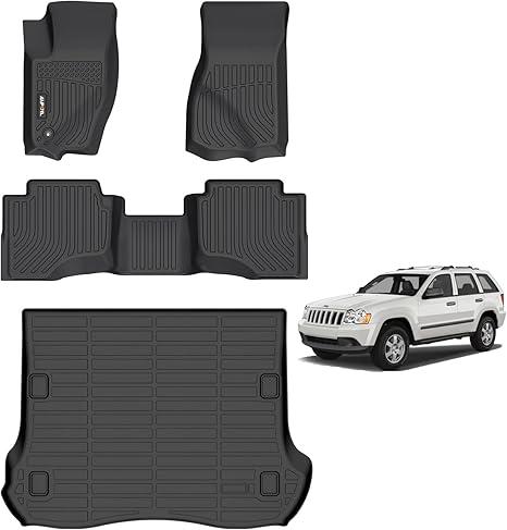 AIPOIL® Floor Mats & Cargo Liner Set for 2005-2010 Jeep Grand Cherokee All-Weather Easy to Clean All-Round Protection Full Set Automobile mats Accessories - Black