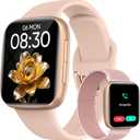 Smart Watch for Women, 1.85" AMOLED Ultra-Clear Screen Smartwatch Compatible iPhone/Samsung/Android, 100+ Sport Modes Fitness Tracker with Heart Rate/SpO2/Sleep Monitor, 3ATM Waterproof, 2 Bands