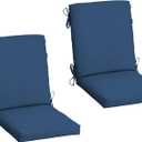 Arden 2-Pack Outdoor Patio Dining Chair Cushion, 20x44, Rain-Proof Seat Pad, Fade-Resistant Outdoor Cushion Cobalt Blue Texture