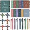 36 Pcs Christian Bulk Gifts for Women: 12 Bible Verse Spiral Notebooks with 12 Scripture Pens & 12 Magnetic Bookmarks, Boho Prayer Journal Father's Day Gifts for Church Members, Bible Study Groups