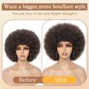 Dark Brown Afro Wigs for Black Women 70s Afro Kinky Curly Wig with Bangs Bouncy Fluffy Puff Wigs 4# Synthetic Hair for Cosplay Daily and Party (Dark Brown)