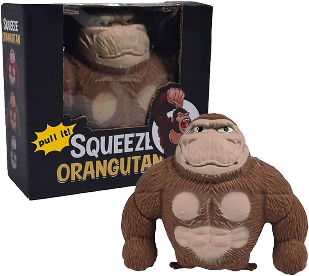 YHan Stretchy Monkey Fidget Toy Squishy Stress Relief for Kids & Adults, Stuffed Animal Plushies, Stretchable & Squeezable Sensory Toys for Anxiety Relief (Small) (Brown)