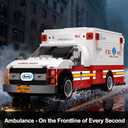 Ambulance Building Set, Emergency Rescue Vehicle Model Kit, Collectible Display Model for Adults & Teens 14+, Compatible with Lego Ambulance Set, 660 PCS
