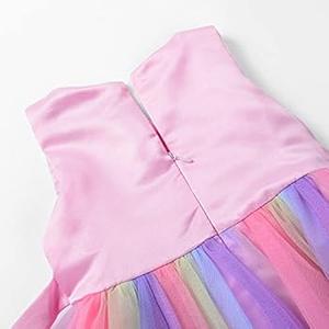 Uhnice Little Girl's Sequin Sleeveless Mesh Rainbow Dress for Wedding Party size 9-10Y