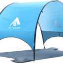 2026 Upgraded Beach Umbrella Canopy with UPF 50+ UV Protection Portable Beach Tent for Sun, 360 Ventilation, 4 Sandbags, Dual Pockets, Stakes & Ropes, 90.5*59*53 inch for 3 People
