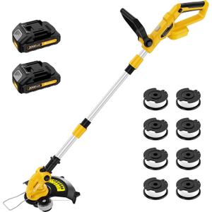20V Electric Weed Wacker Edger Lawn Tool, Battery Powered Weed Eater 12-Inch Cordless String Trimmer Grass Trimmer Lightweight Yard Tools for Garden, Lawn Mower Cutter with 2 2.0Ah Battery and Charger