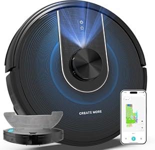 Bagotte Robot Vacuum and Mop Combo, 6000Pa Robotic Vacuums with Mapping, Automatic Self-Recharging, LiDAR Navigation, 2.4G WiFi/ App/ Alexa/ Remote Control for Pet Hair, Hard Floor, Carpet