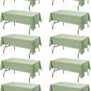 10-Pack Sage Green Tablecloths for Rectangle Tables, 60 x 102 Inches, Stain-Resistant Polyester Fabric for 6 Foot Tables - Washable Table Covers for Weddings, Birthday Parties, Events