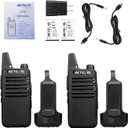 Retevis RT22 Walkie Talkies, Mini 2 Way Radio Rechargeable, VOX Handsfree, Portable, Two-Way Radios Long Range with Earpiece, for Family Road Trip Camping Hiking Skiing(2 Pack, Black)