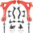 Front End 12pc Lower Control Arms Suspension Kit for 2006-2011 Honda Civic, Upgraded PU Bushings, 8th Gen Civic Suspension Kit Replacement - Red