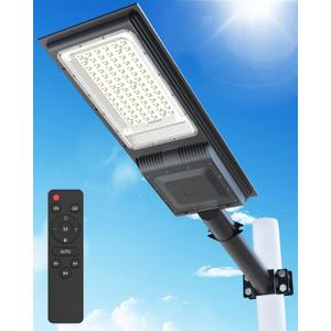 Engrepo Solar Street Lights Outdoor IP65 Waterproof Security Led Flood Light with Remote Control Dusk to Dawn Security Light with 25000mAh 15-Hour Runtime for Wall, Barn, Parking Lot.