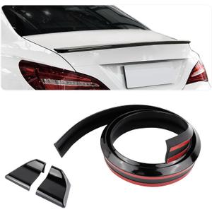 4.9Ft Spoilers for Cars - 3D Glossy Rear Spoiler Wing for Car Decorations - Universal Punch-Free Rubber Trunk Spoiler Lip Fits Car Exterior Accessories Tailgate Roof Bumper (Black)