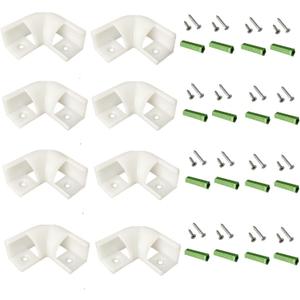 8-Pack 16MM Wide V Shape LED Strip Channel 90 Degree White Connector,Under Cabinet 45 Curved Cover profile Corner Kit,Inner Right Angle Turning link Solution With Mounting Kit (White)