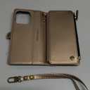 Defencase Compatible with iPhone 16 Pro Case Wallet with RFID Blocking Card Holder for Women Men, PU Leather Magnetic Snap Flip Zipper Strap Wallet Phone Case for iPhone 16 Pro 6.3", Desert Titanium