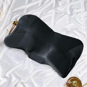 Satin Pillowcase for Cervical Pillow, Black Silky Cervical Pillow Case Contour Pillow Case Cover with Zipper, Smooth Ergonomic Pillowcase for Neck Pillow Cover