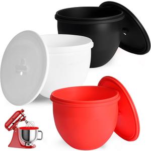 5 Qt Silicone Bowl Liners with Lids for Kitchenaid Mixer, 3-Pack Extra-Thick 2mm Kitchenaid silicone bowl insert for Kitchenaid, Precision Fit for Tilt-Head, Quick Replacement & Easy Clean