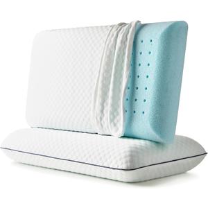WEEKENDER Gel Memory Foam Pillow - Standard Size - 2-Pack - Medium Firm Feel - Neck & Shoulder Support - For Back & Side Sleepers - Home, Hotel, & Hospital Essentials