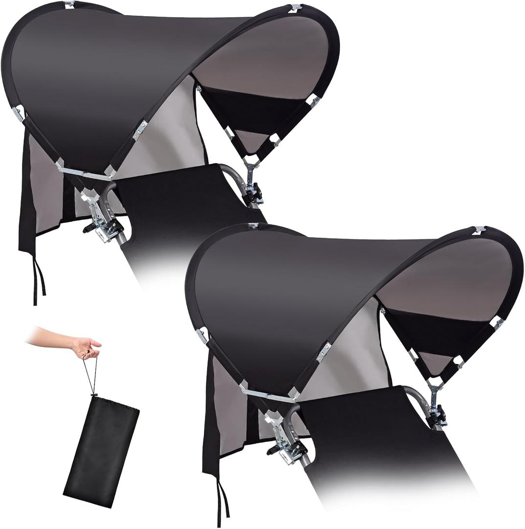 XL Universal Wind-Resistant Chair Umbrella Canopy, Extra Large Foldable UPF 50+ Sun Shade Attachment with Adjustable Clamp, Fits Most Beach, Camping, Lawn, Zero Gravity Chairs, Wheelchairs, 2 Pack
