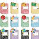 12 Sets Teacher Appreciation Gifts Bags Bulk Back to School Candy Treat Bag Composition Book Notebook Crayons Pencil Themed Favor Bags with Handles Tags for Classroom School Office Party Supplies
