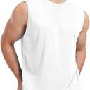 Men's Sleeveless UPF 50+ Swim Shirts Quick Dry Workout Tank Top UV Protection Running Gym Muscle T Shirts (Large), 01-white 