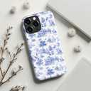 for iPhone 15 Pro Max Case, Wireless Charging Compatible,Dual-Layer Protection with Cute Wildflower Design, Soft Silicone + Hard Shell, Chic Phone Cover for Women - Blue Safari Delight