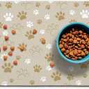 Dog Food Mat, Absorbent Water Bowl Mats Cat Pet Feeding Placemats Beige 12 * 20 inch