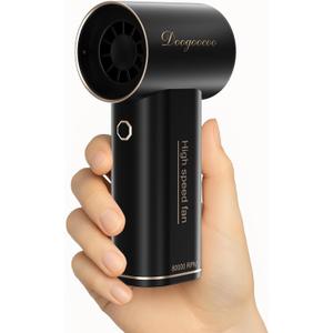 2025 Portable Mini Handheld Fan, Powerful Turbo 80000RPM High Speed, [18H Max Cooling Time] 5 Speeds Rechargeable Personal Mini Small Pocket Fan with lanyard for Travel, Outdoor (Black)