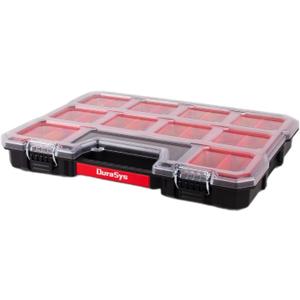 Tools Organizer, Small Parts Storage Toolbox, 17.3 * 13.7 * 2.5" Durable Hardware Box Storage, with Removable Inner Cups