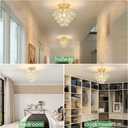 Luupyia Gold Crystal Chandelier Small, Mini Ceiling Light Modern Flush Mount Crystal Chandelier Hallway Overhead Light Fixtures Ceiling for Hallway Bedroom Hall Living Room E26