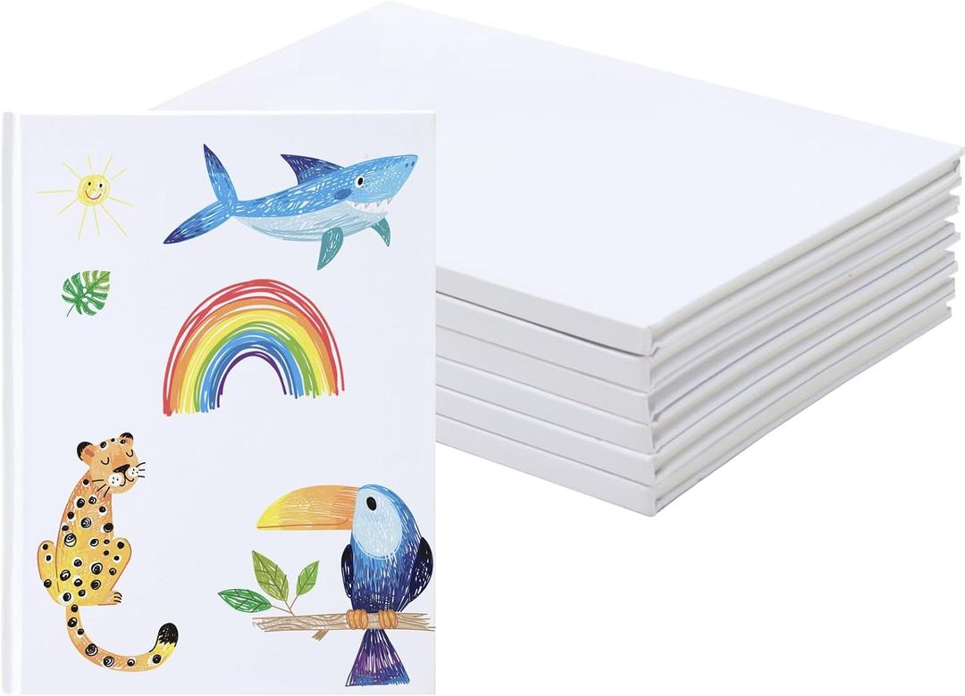 6 Pack White Hardcover Blank Book 6x8 Inch, 40 Pages Hardcover Blank Book for Kid to Write Stories Draw Sketch, Unlined Thick Perforated Pages