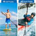 2 in 1 Carbon SUP Paddle and Kayak Oar-Telescoping Stand-up Paddleboard Paddles, Adjustable Lightweight Carbon Fiber Shaft 67"- 83"