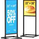 KOOV Sign Holder Floor Stand, 2-In-1 Dual Size 22" × 69" & 22" × 28" Aluminum Alloy Poster Stand for Display, Sign Stand for Business, Office, Trade Show, Mall Advertising (Frame Only)