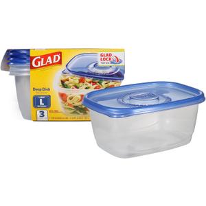 Glad Food Storage Containers, Deep Dish, 64 Ounce, 3 Count