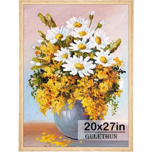 GULETHUN 20x27 Picture Frame, Natural Wood Poster Frame, Home Decor Natural Gallery Frames, Horizontal or Vertical Format, Sturdy, Plexiglass, Large Wall Decor, for Photos, Artworks, Posters