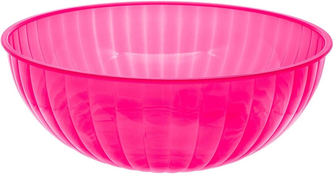 Party Essentials Hard Plastic 192-Ounce Serving Bowl, Neon Pink