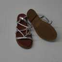 DREAM PAIRS Women's Sandals Cross Strappy Gladiator Dress Flat Sandals Daily Casual Comfortable Summer Shoes Silver 8,5