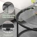 Round Coffee Table,Small Black Coffee Table for Living Room,27" Modern Center Table,Glass Top Clear Coffee Table with Sturdy Metal Frame for for Living Room Home Office, Easy Assembly,Black