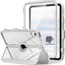 MoKo for iPad 11-inch (A16) 11th Generation Case 2025/ iPad 10th Generation Case with Pencil Holder 2022 10.9 inch, Built-in Screen Protector Clear Back, Multi Angle Viewing Stand,Light Gray