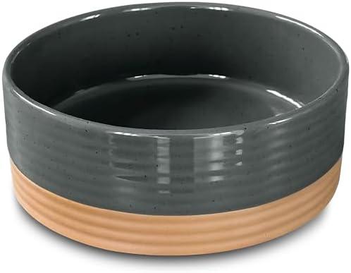 Mora Ceramic Pet Bowl Size Medium - Food/Water Dish for Large Puppies, Cats, Retrievers, Medium Sized Dogs, ect. 28oz or 4 Cups - Basic Bowls for Your Dog or Cat, Mix and Match for a Set - Charcoal