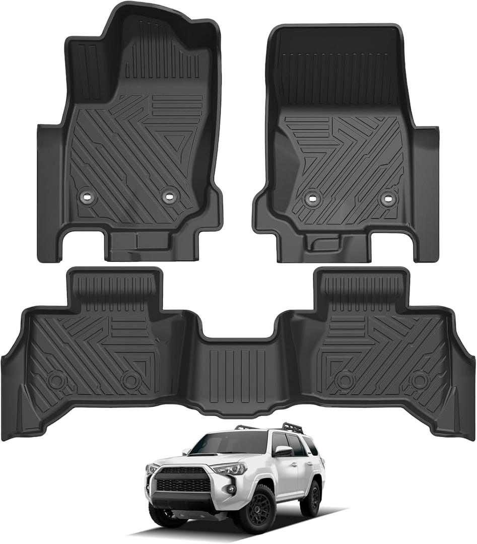 Falafa Floor Mats for Toyota 4Runner 2025 5 Seats(Not for Hybrid), All Weather TPE Heavy Duty Floor Liners for 4Runner Accessories, Front & Rear 4 Runner Car Mats, Black