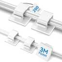 200 PCS Cable Clips White (Small & Large), Adhesive Wall Wire Holder for Cord Organizer Cable Management Under Desk, Outdoor Light Clips Hooks for LED, Car Dash Cam, HDMI, Extension Cord