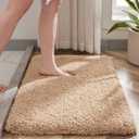 Beige Bathroom Rug 20x32 Non Slip Fluffy Bath Mat for Bathroom Floor Washable Plush Luxury Bath Rug for Tub Soft Shaggy Absorbent Shower Sink Mat