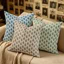 DFXSZ Floral Pillow Covers 20x20 Set of 2 Light Brown Block Print Decor Throw Pillow Covers Decorative for Vintage Modern Neutral Accent Farmhouse Rustic Sofa Bed Cushion Decor TH157C20