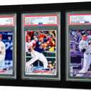 Acrylic Graded Card Display Frame for Collection - 3-Slot PSA Slab Display Case - Wall Mount & Desktop Holder Compatible with Pokemon & Sports Cards - Black & Clear (1 Pack)
