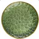 vicrays Ceramic Dinner Plates Set, 10.5 Inch, Set of 6, Round, Microwave, Oven, Dishwasher Safe, Scratch Resistant, Porcelain Fluted Suitable for Steak, Pasta, Pizza, Home, Restaurant, Green