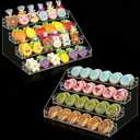 2 Pack 3 Tier Clear Acrylic Display Riser Shelf | Tiered Display Stand for Cupcakes, Perfume, Pop Figures, Cosmetics, Jewelry & Dessert Decor