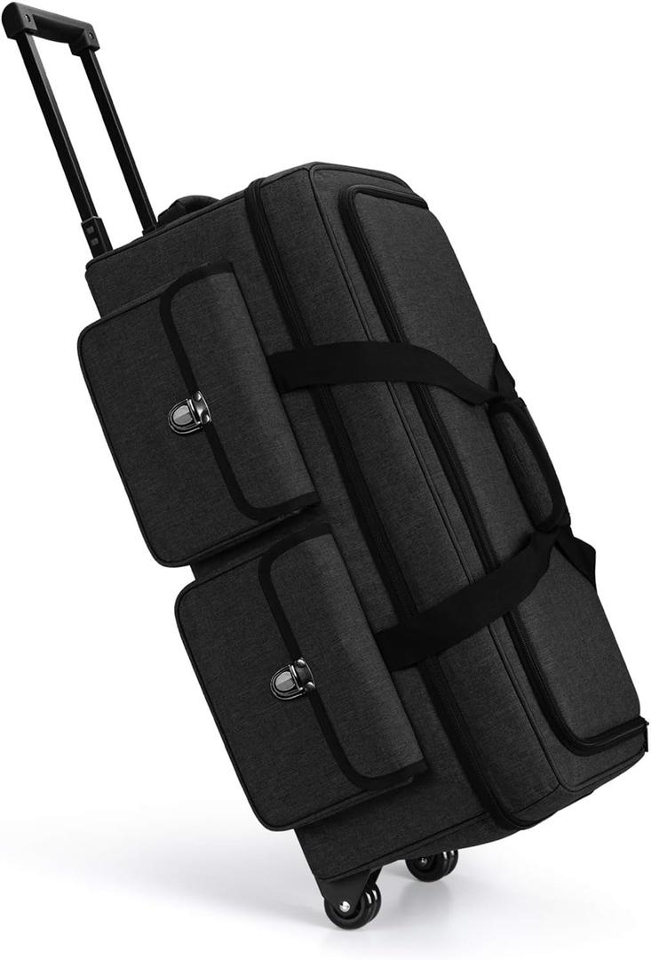 Yarwo Rolling Craft Tote Bag with Wheels Compatible for Cricut Maker 4, Maker 3, Maker, Explore 4, Explore 3, Cameo 4/5, Double Layers Carrying Case for Die Cut Machine and Supplies, Black(Patented)
