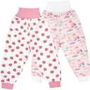 MooMoo Baby Waterproof Diaper Pants for Potty Training 2 Packs Nighttime Diaper Pants for Girls, M